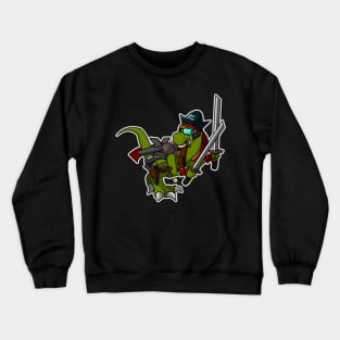 Ninja space pirate dinosaur with two Katanas Crewneck Sweatshirt